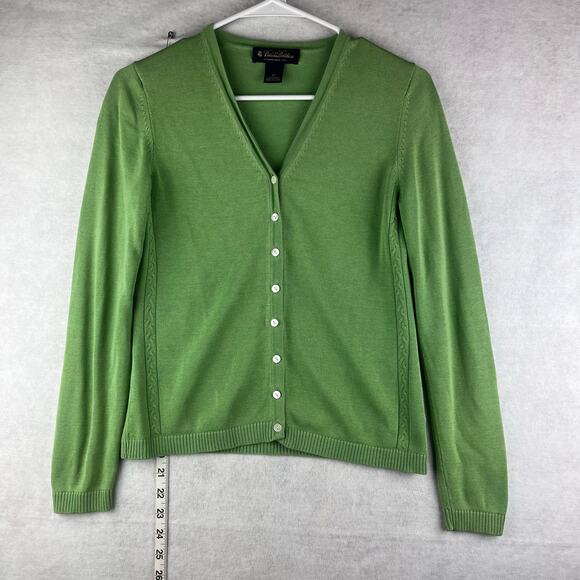 Brooks Brother Women XS Cardigan 70 Silk 30 Cotton Green Spring Easter SNAG NWOT - Picture 1 of 12